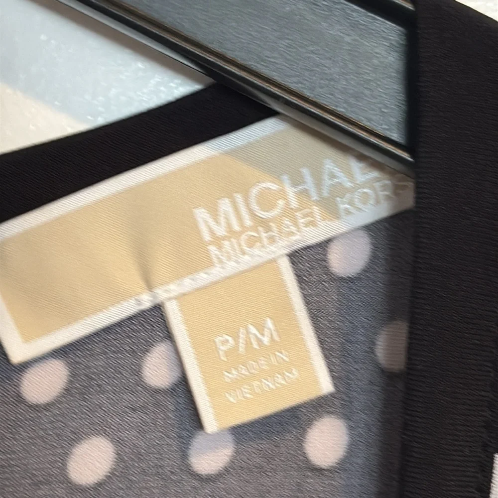 Michael Kors black white polka dot fit and flare sleeveless dress medium petite